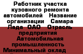 Работник участка кузовного ремонта автомобилей › Название организации ­ Самара-Лада, ОАО › Отрасль предприятия ­ Автомобильная промышленность › Минимальный оклад ­ 1 - Все города Работа » Вакансии   . Мордовия респ.